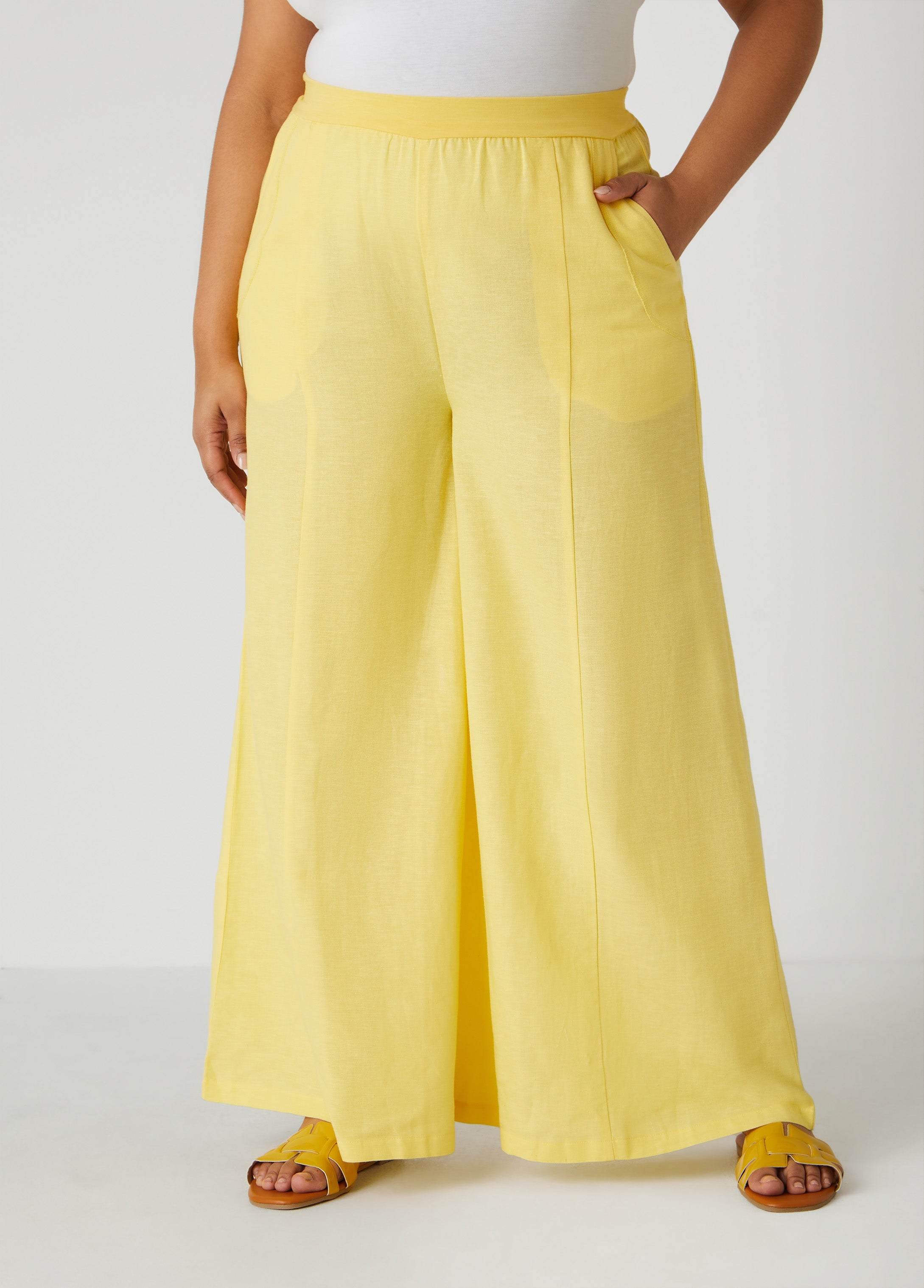 Plus Size Pull On Wide Leg Pants