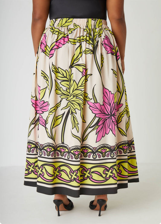 Floral Print Poplin Maxi Skirt