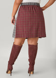 Two Tone Plaid Mini Skirt