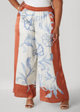 Floral Satin Wide Leg Pants