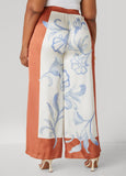 Floral Satin Wide Leg Pants