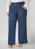 Plus Size Denim Print Ponte Pants
