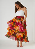 Tiered Floral Maxi Skirt