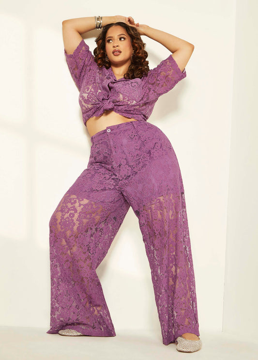 Corded Lace Straight Leg Pants