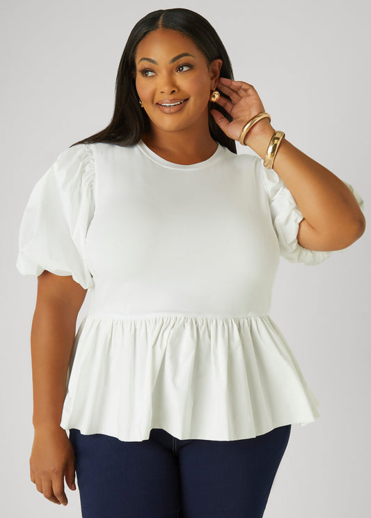 Puff Sleeved Peplum Tee