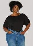 Plus Size Ruched Stretch Knit Top