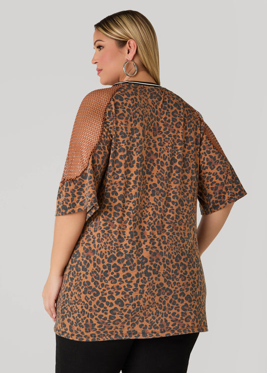 Embellished Leopard Jersey Tee