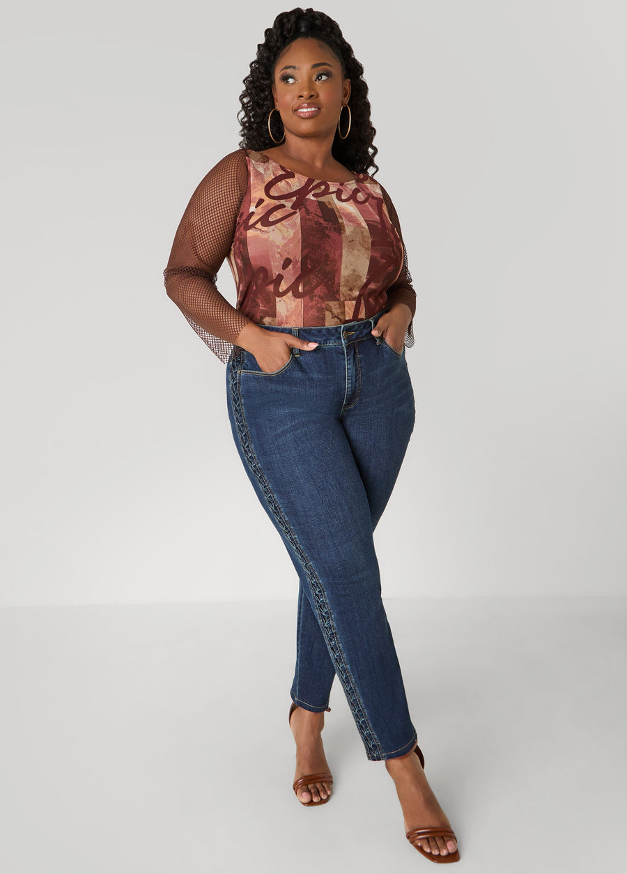 Plus Size Mesh Tee Plus Size Iconic Sheer Long Sleeved Top