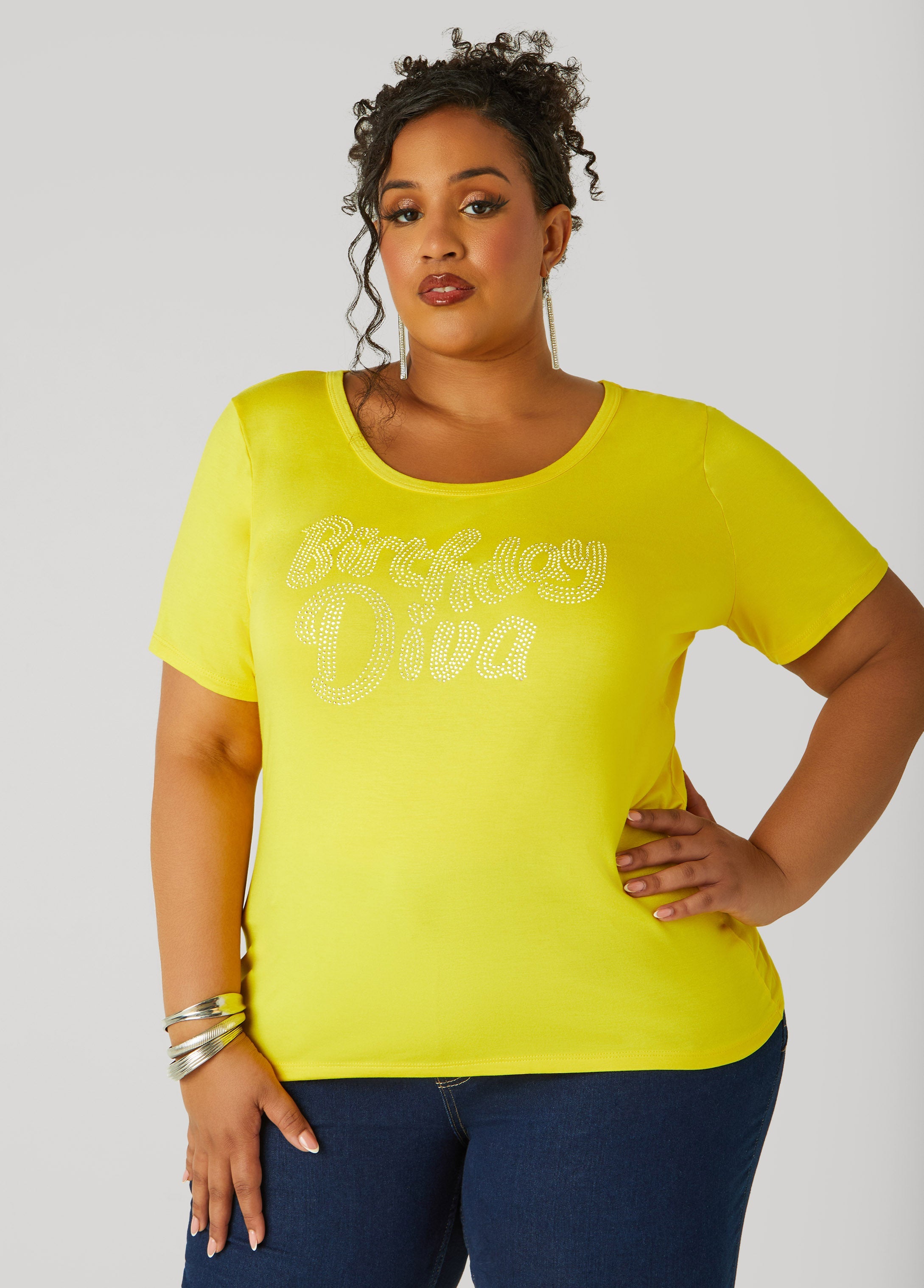 Plus Size Birthday Diva Crystal Tee
