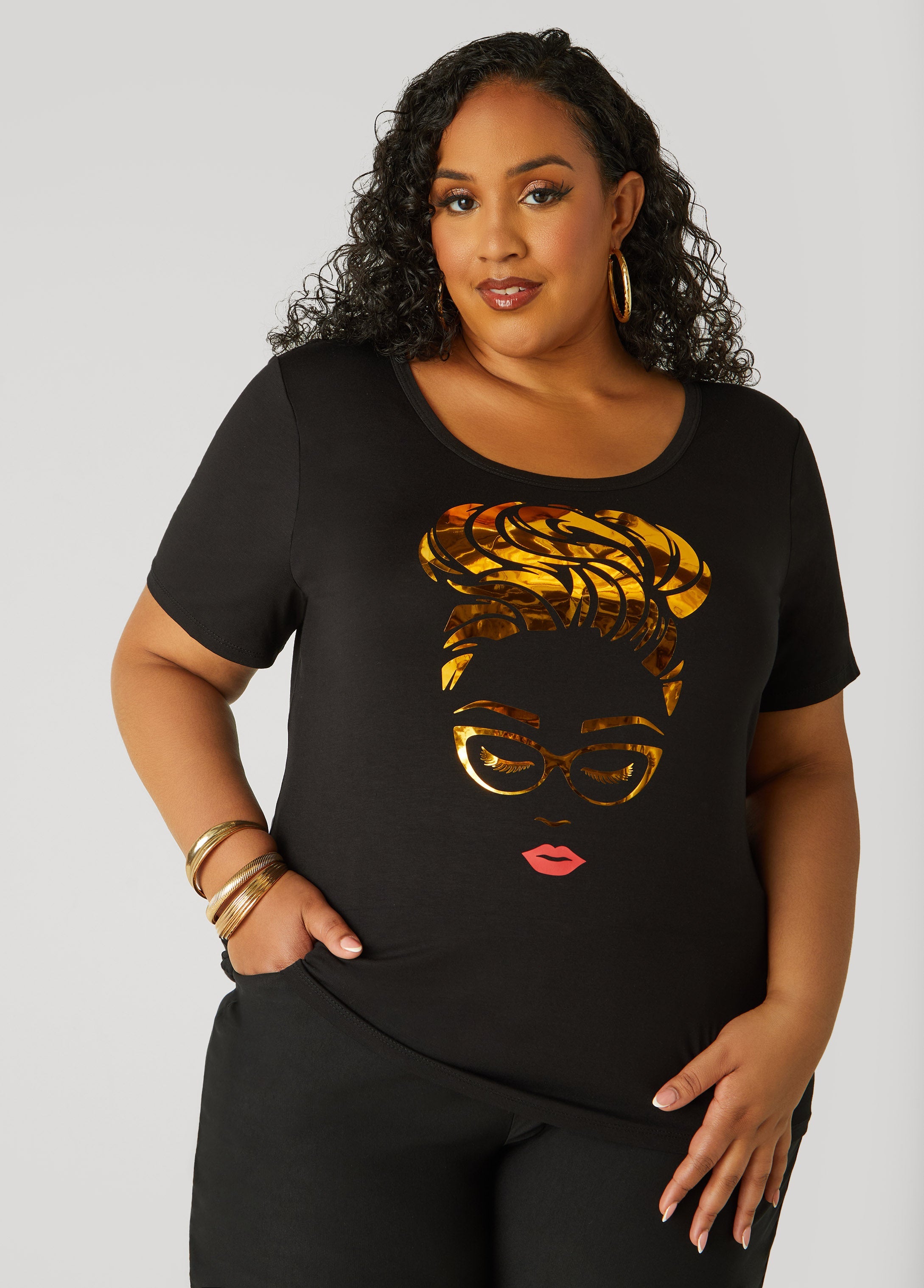 Plus Size Metallic Graphic Tee