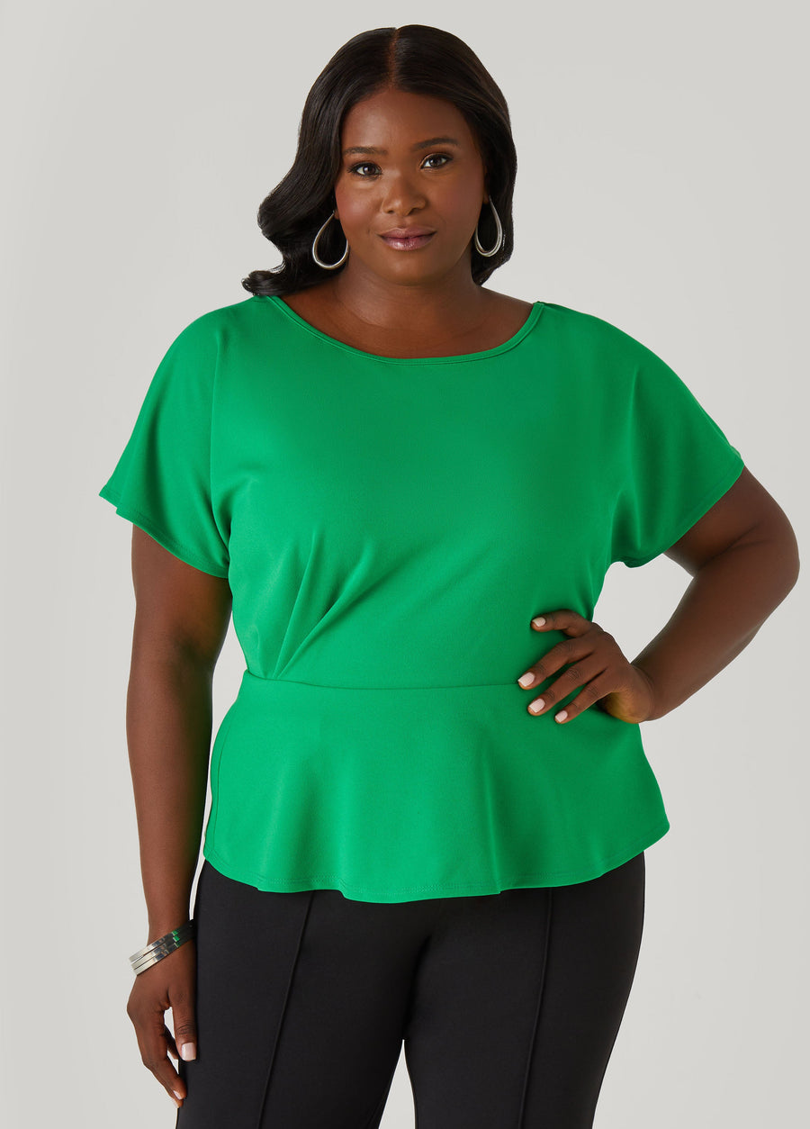 Plus Size Pleated Peplum Top