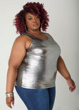 Plus Size Foiled Tank Plus Size Metallic Tank Top Plus Size Basic
