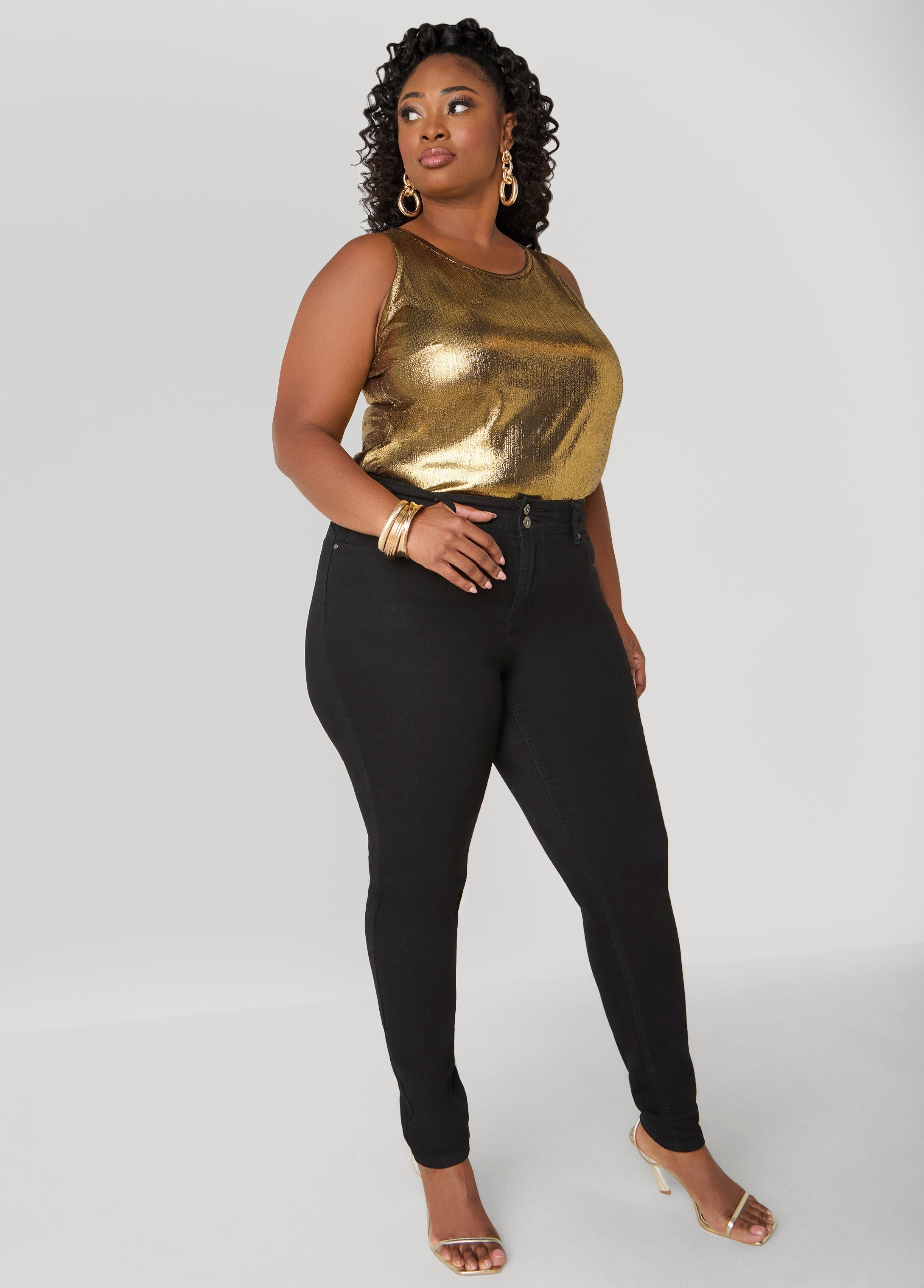 Plus Size Foiled Tank Plus Size Metallic Tank Top Plus Size Basic