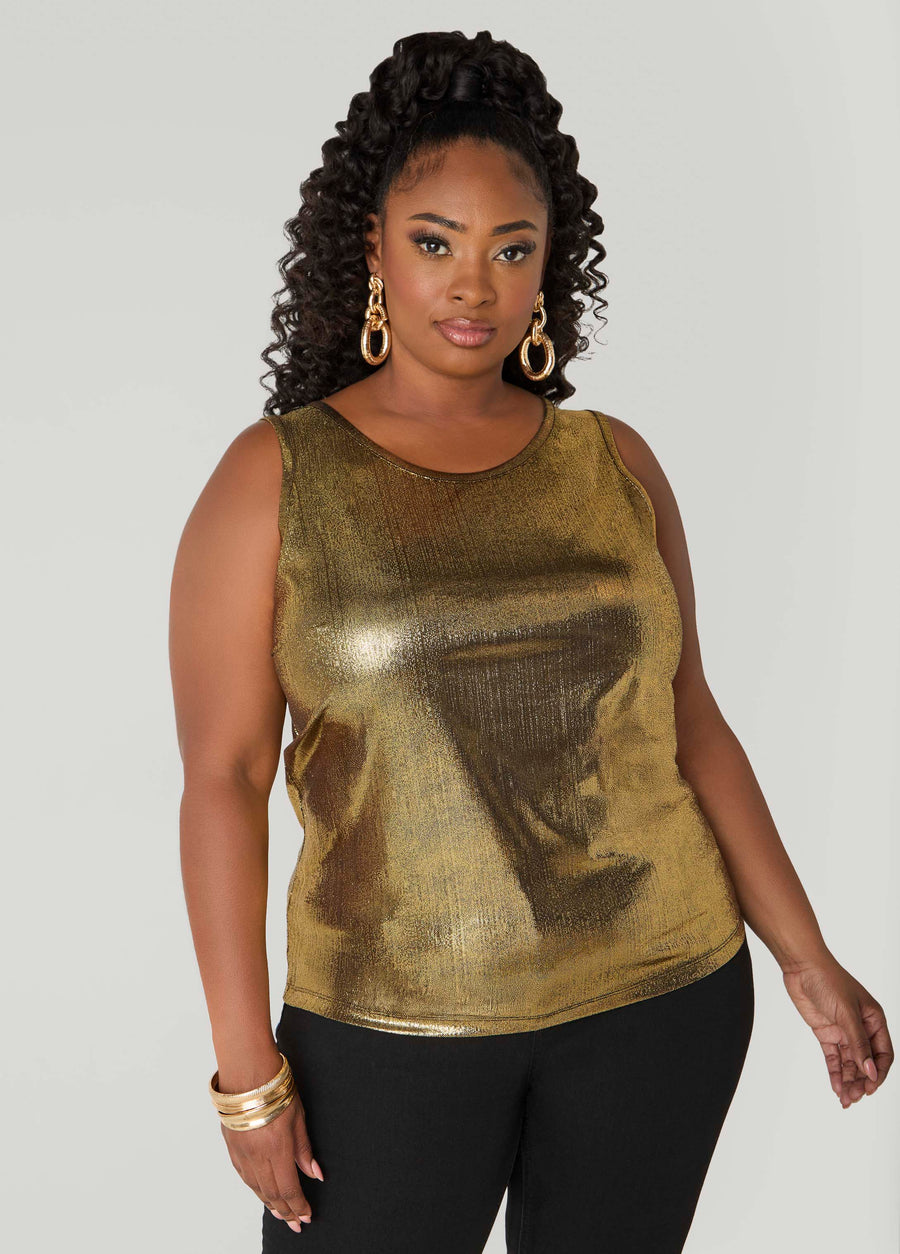 Plus Size Foiled Tank Plus Size Metallic Tank Top Plus Size Basic