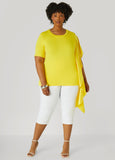 Plus Size Satin Paneled Stretch Knit Tee
