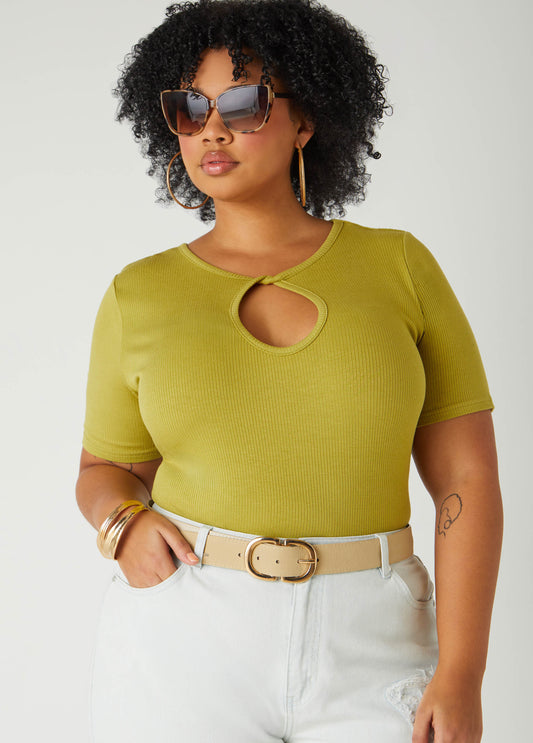 Twisted Keyhole Ribbed Top