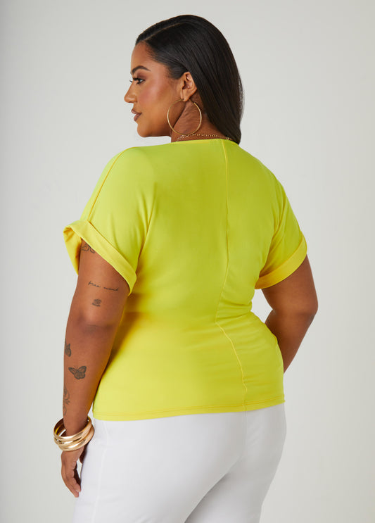 Tie Front Stretch Knit Top