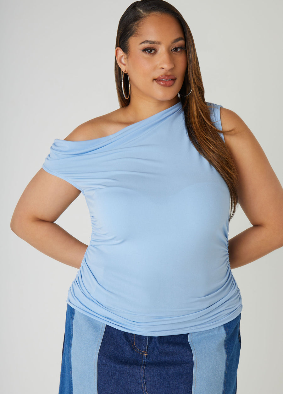 Plus Size Knit Top Plus Size One Shoulder Top Plus Size Party Top