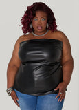 Plus Size Faux Leather Tube Top