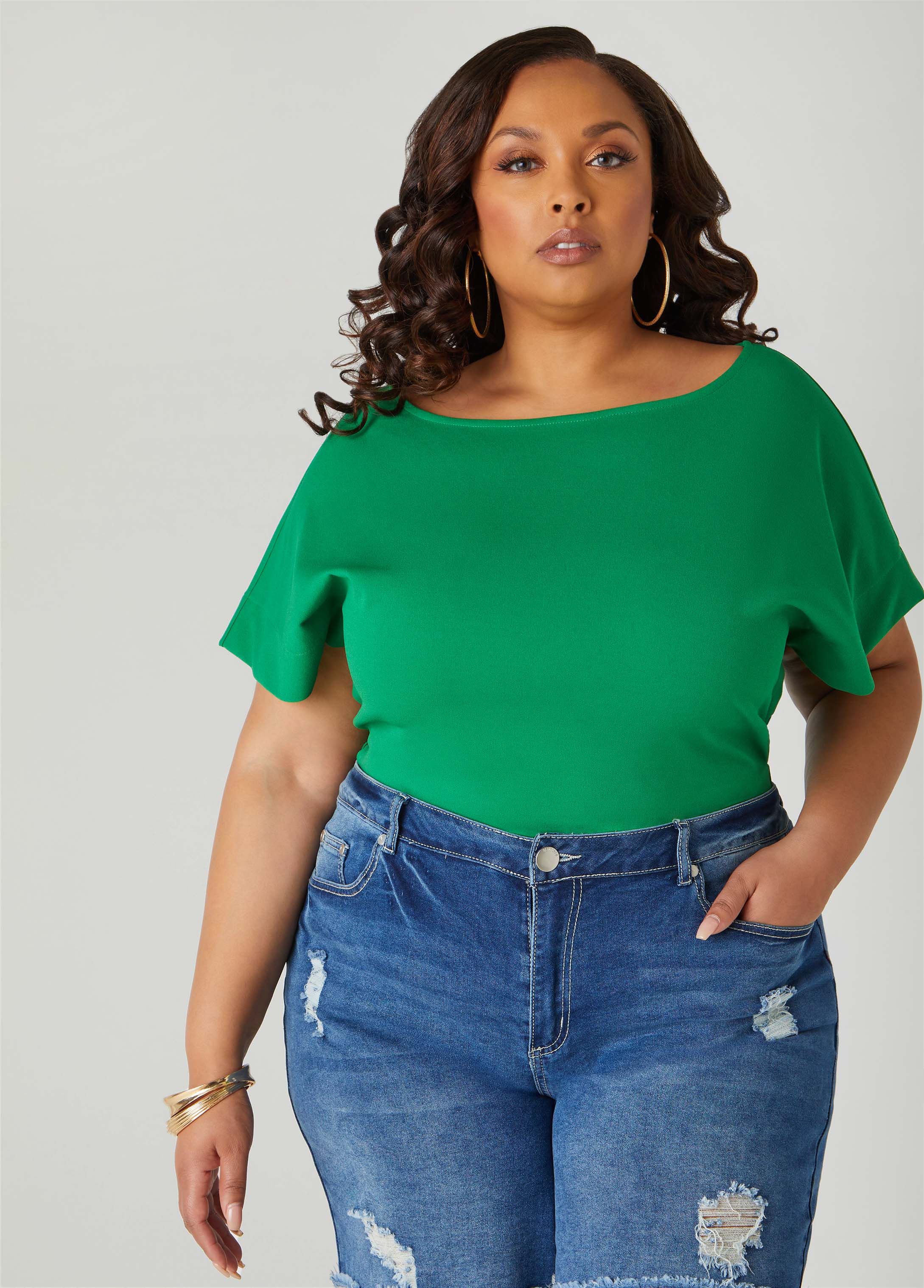 Plus Size Ruched Crepe Top