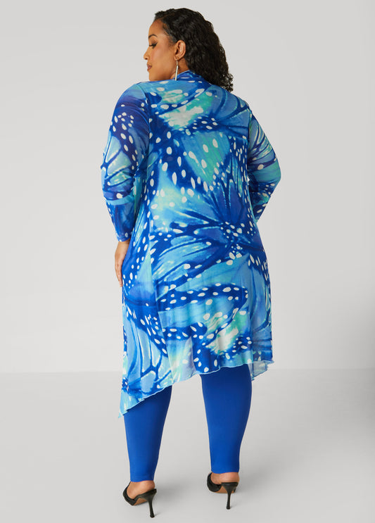 Open Front Abstract Mesh Duster