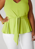 Tie Front Peplum Top