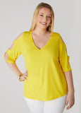 Cutout Sleeve Jersey Top
