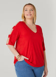 Cutout Sleeve Jersey Top