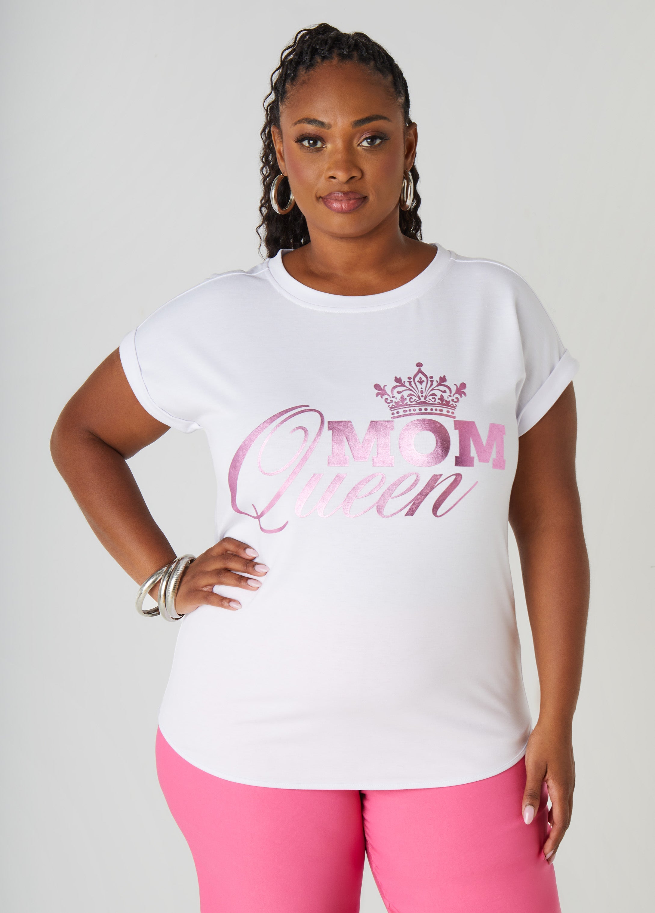 Plus Size Metallic Mom Queen Graphic Tee