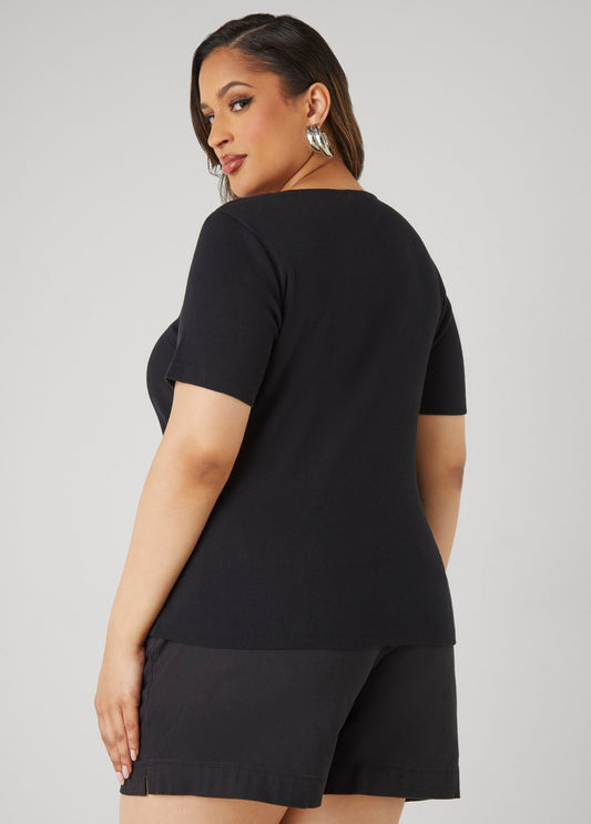 Cutout Ribbed Tee