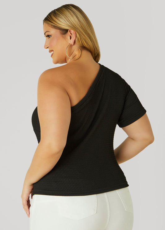 Textured One Shoulder Top