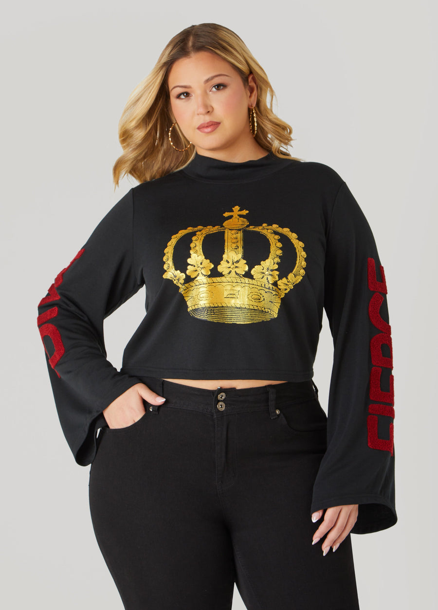 Plus Size Fierce Diva Graphic Crop Top