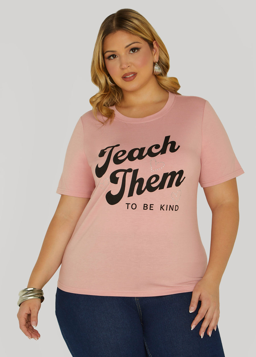 Plus Size To Be Kind Embellished Graphic Tee