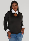 Plus Size Cutout Poplin Paneled Top