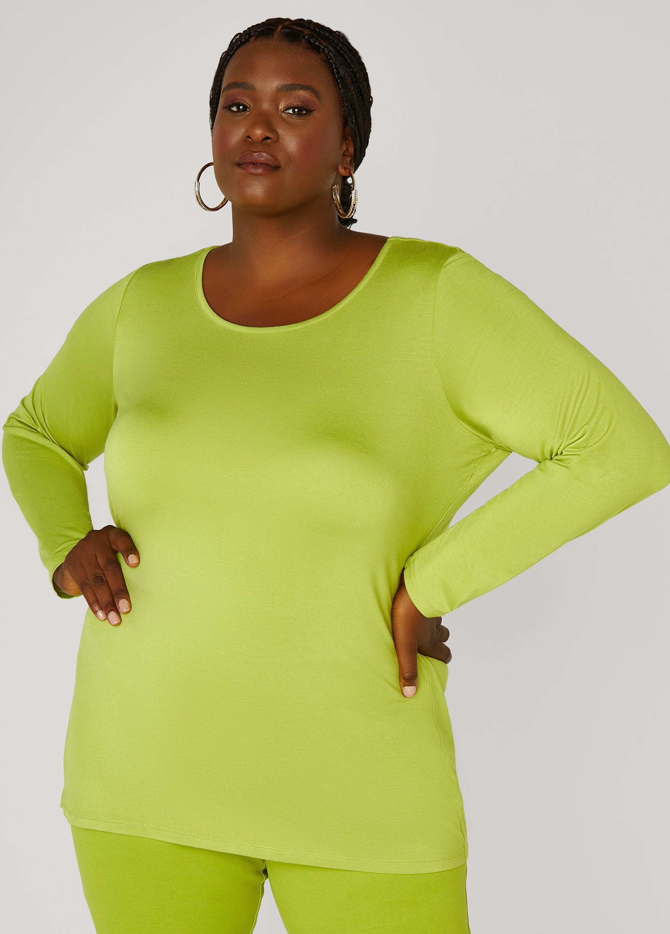 Plus Size Basic Long Sleeved Jersey Tee