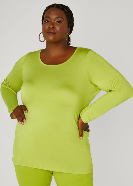 Plus Size Basic Long Sleeved Jersey Tee
