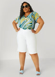 Plisse Swirl Print Top