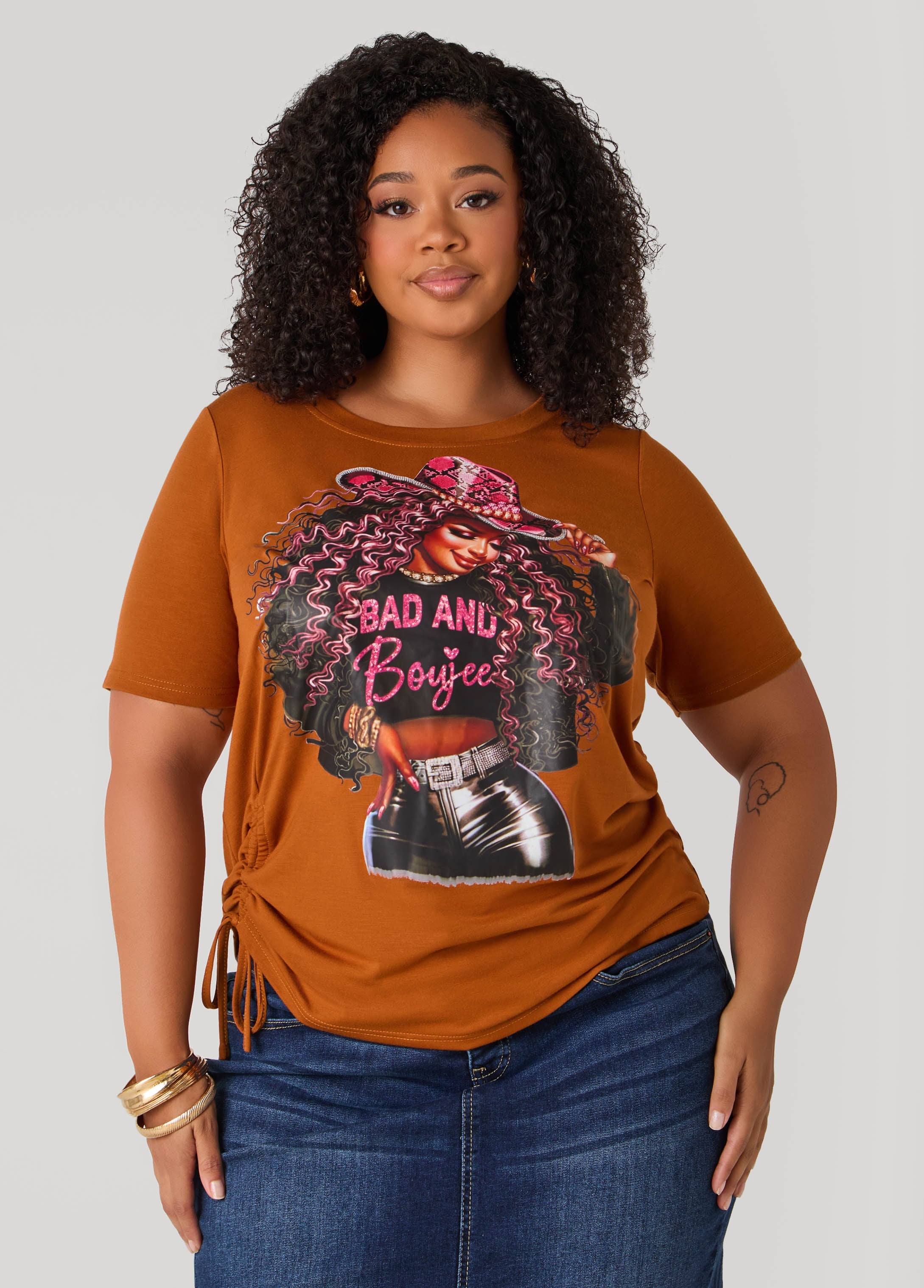 Plus Size Bad And Boujee Graphic Tee