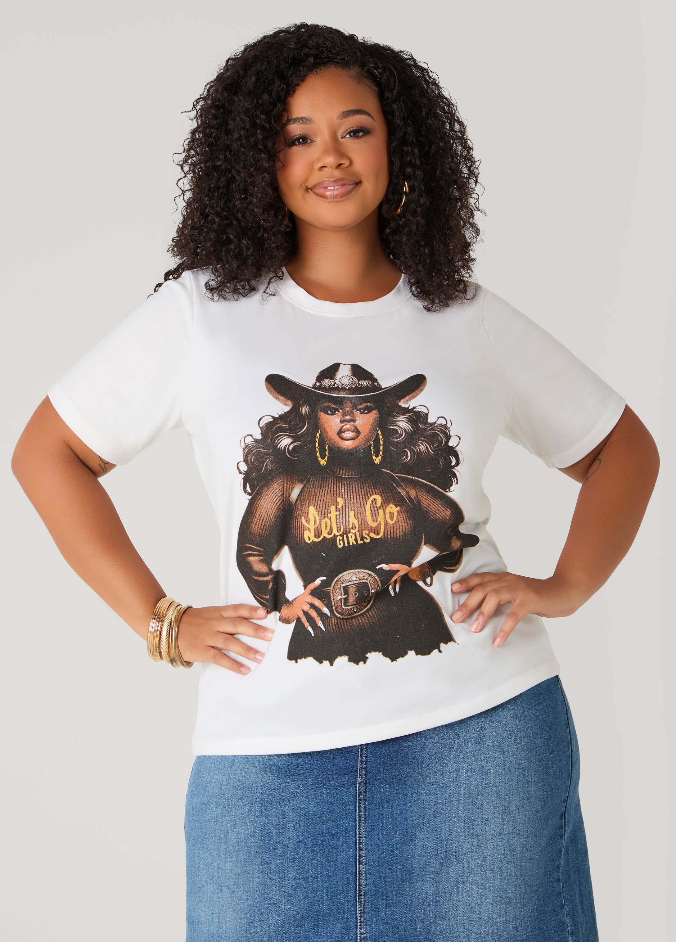 Plus Size Lets Go Girls Graphic Tee
