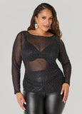 Plus Size Studded Mesh Top
