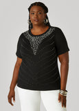 Plus Size Faux Pearl And Crystal Jersey Tee