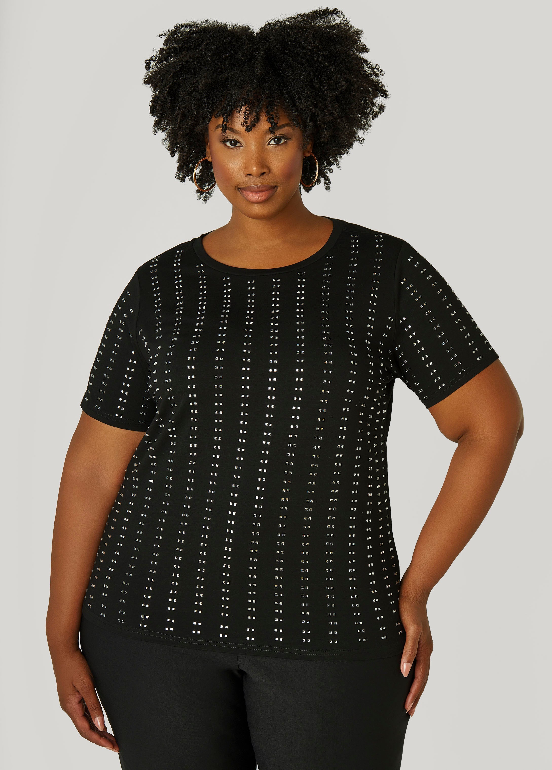 Plus Size Crystal Stretch Cotton Tee