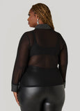 Crystal Embellished Mesh Shirt