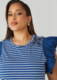 Embellished Paneled Striped Top