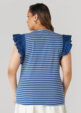Embellished Paneled Striped Top