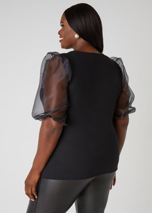 Embellished Puff Sleeved Top