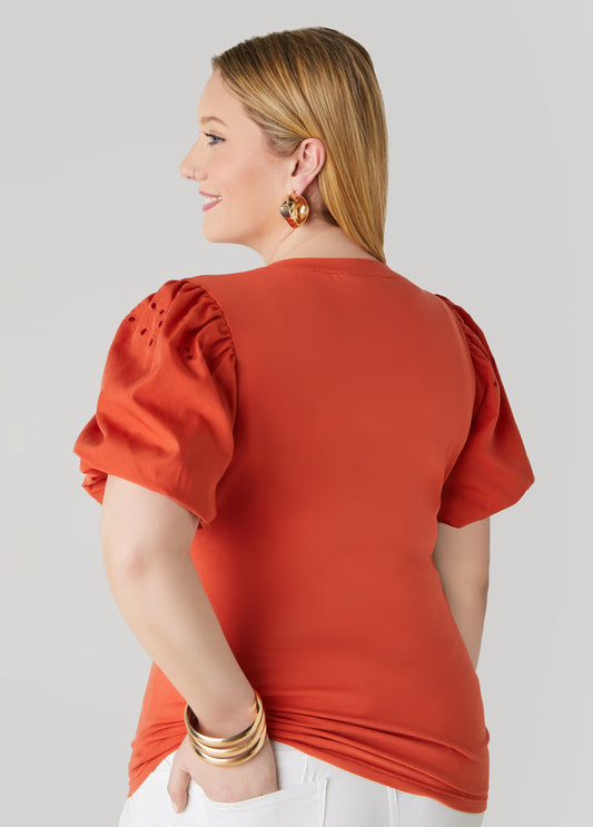 Embroidered Puff Sleeved Tee