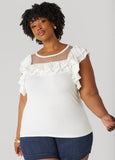 Faux Pearl Mesh Paneled Top