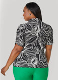 Ruched Tropical Print Shirt