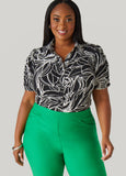 Plus Size Ruched Tropical Print Shirt